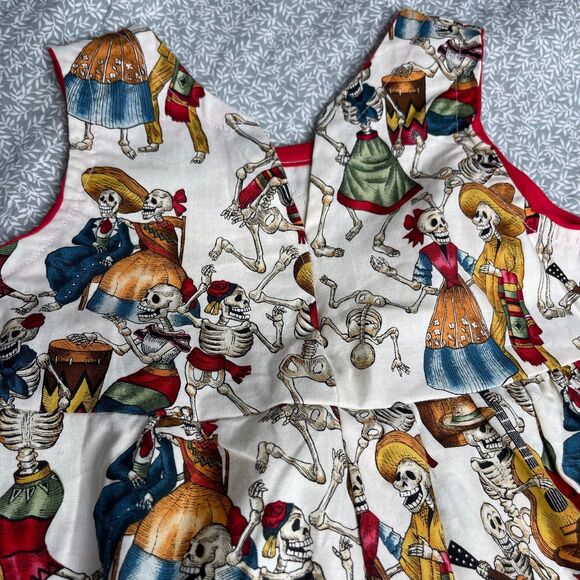 OOAK Handmade Dia De Los Muertos/Day of the Dead Dancing Skeleton Dress Sz 5 - Picture 3 of 5